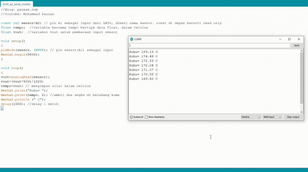 sensor lm35 di serial monitor